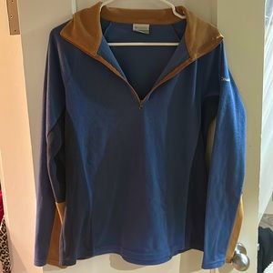 A brown and blue quarter zip